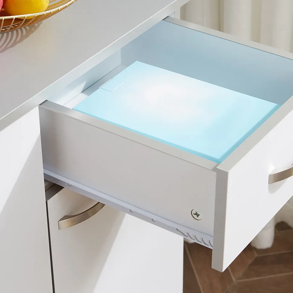 Buffet haut multi-rangement - 6 portes, tiroir, grand plateau - dim. 101L x 39l x 180H cm - panneaux particules blanc gris