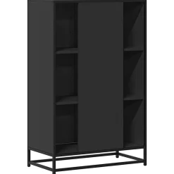 Buffet haut noir 68x35x106,5 cm bois d'ingénierie et métal vidaXL