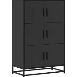Buffet haut noir 68x35x106,5 cm bois d'ingénierie et métal vidaXL