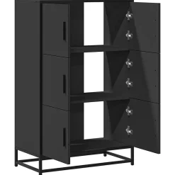 Buffet haut noir 68x35x106,5 cm bois d'ingénierie et métal vidaXL