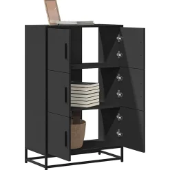 Buffet haut noir 68x35x106,5 cm bois d'ingénierie et métal vidaXL