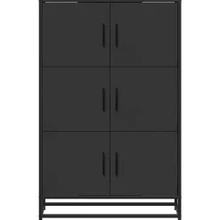 Buffet haut noir 68x35x106,5 cm bois d'ingénierie et métal vidaXL