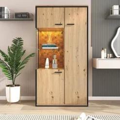 Buffet haut vitrine moderne avec éclairage LED 150Hx78Lx40Tcm