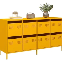 Buffet jaune moutarde 135x39x73,5 cm acier laminé à froid vidaXL