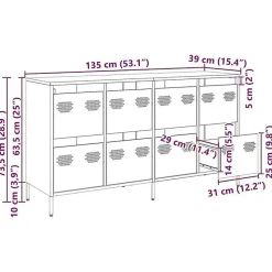 Buffet jaune moutarde 135x39x73,5 cm acier laminé à froid vidaXL