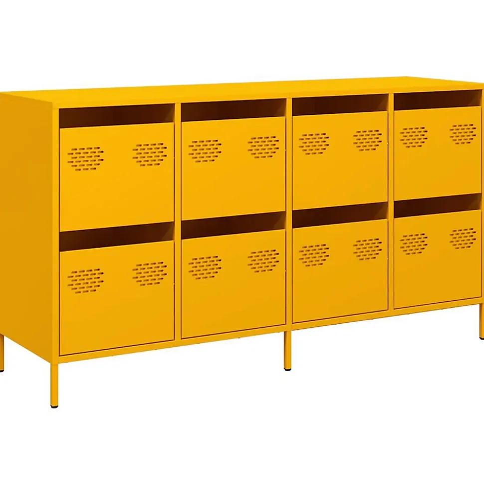 Buffet jaune moutarde 135x39x73,5 cm acier laminé à froid vidaXL