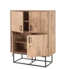 Buffet Katmandu, Buffet du salon, Commode de salon, Garde-manger de cuisine, 93x36h115 cm, Chêne et Noir