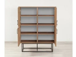 Buffet Katmandu, Buffet du salon, Commode de salon, Garde-manger de cuisine, 93x36h115 cm, Chêne et Noir