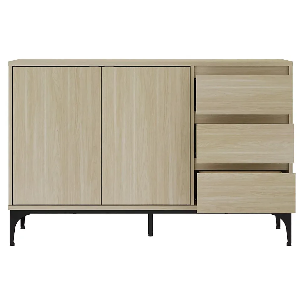 Buffet Kistiandi 77 x 120 x 40 cm effet chêne clair en.casa