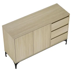 Buffet Kistiandi 77 x 120 x 40 cm effet chêne clair en.casa