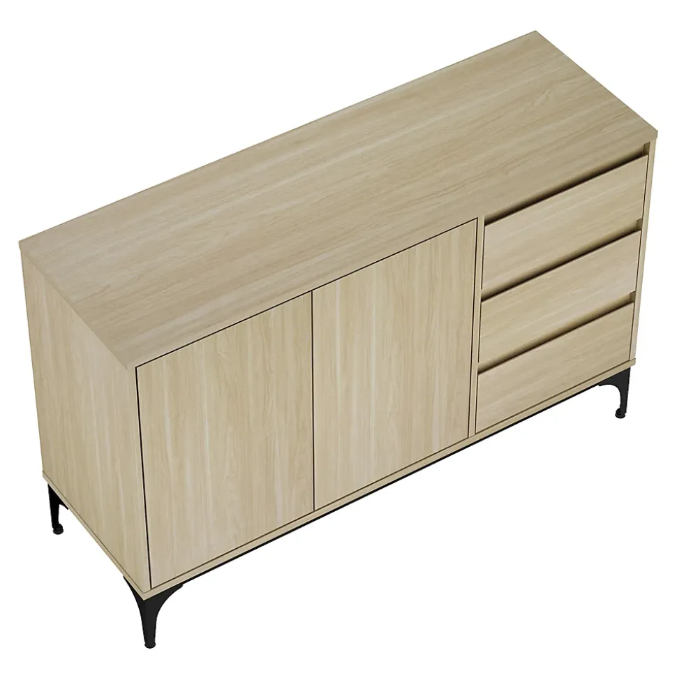Buffet Kistiandi 77 x 120 x 40 cm effet chêne clair en.casa