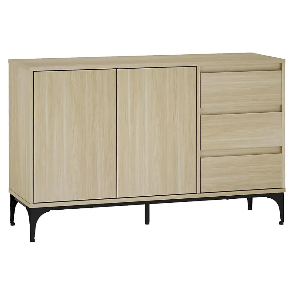 Buffet Kistiandi 77 x 120 x 40 cm effet chêne clair en.casa