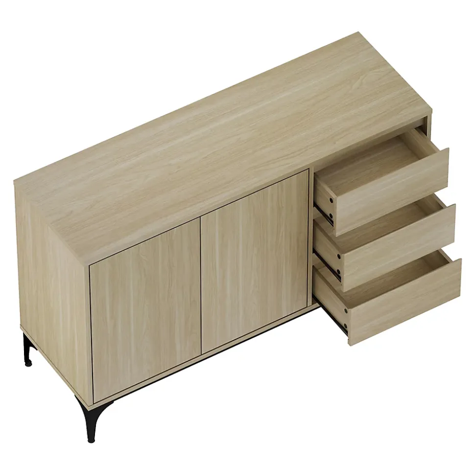 Buffet Kistiandi 77 x 120 x 40 cm effet chêne clair en.casa
