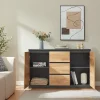 Buffet Kyr 120 x 40 x 75 cm chêne rustique / noir en.casa