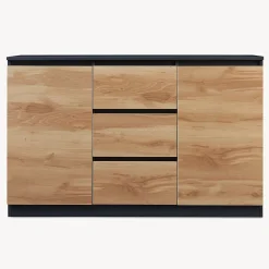 Buffet Kyr 120 x 40 x 75 cm chêne rustique / noir en.casa