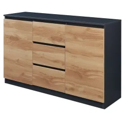 Buffet Kyr 120 x 40 x 75 cm chêne rustique / noir en.casa