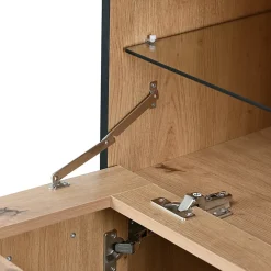 Buffet Élégant Avec Portes Doubles, Étagères En Verre Et Casier à Vin - Rangement Parfait, Bois
