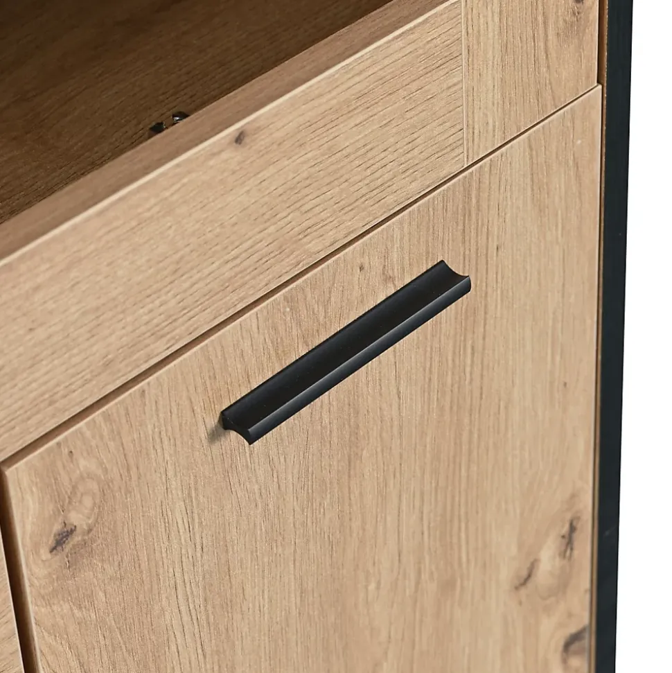 Buffet Élégant Avec Portes Doubles, Étagères En Verre Et Casier à Vin - Rangement Parfait, Bois