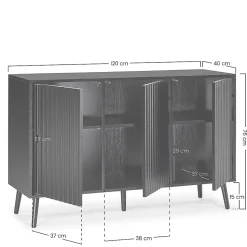 Buffet Lluvia 3 portes couleur noir