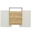 Buffet moderne 140 cm, commode en blanc brillant et bois, effets lumineux LED multicolores, solution de rangement élégante