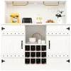 Buffet Moderne - Meuble Bar avec Porte-Verres et Étagères de Rangement - MDF + Métal - Blanc - 120x40x120 cm