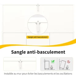 Buffet Moderne - Meuble Bar avec Porte-Verres et Étagères de Rangement - MDF + Métal - Blanc - 120x40x120 cm