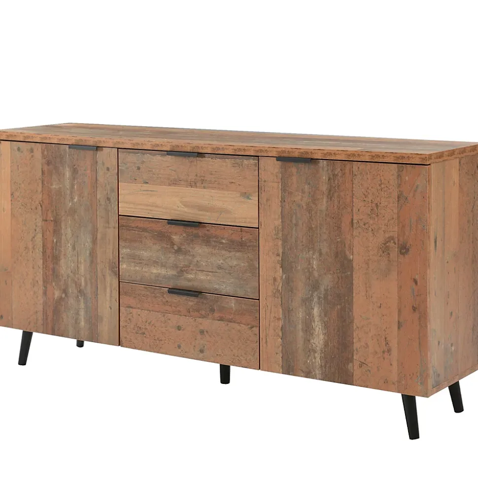 Buffet Moderne - Meuble TV avec 3 Tiroirs et 2 Portes, Étagères Réglables pour Salon ou Chambre, Bois Marron, 140x35x70 cm