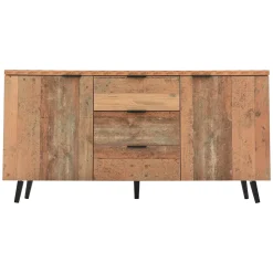 Buffet Moderne - Meuble TV avec 3 Tiroirs et 2 Portes, Étagères Réglables pour Salon ou Chambre, Bois Marron, 140x35x70 cm