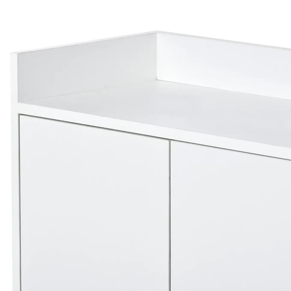 Buffet Moderne 4 Portes sans Poignées - Meuble de Rangement design pour Salon ou Salle à Manger - Blanc - 120x30x80 cm