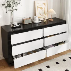 Buffet moderne à six tiroirs commode élégante et fonctionnelle dimensions 140x38x745 cm pour un intérieur raffiné