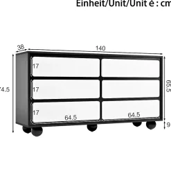 Buffet moderne à six tiroirs commode élégante et fonctionnelle dimensions 140x38x745 cm pour un intérieur raffiné