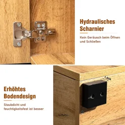 Buffet Moderne avec 4 Portes et 2 Tiroirs, Meuble de Rangement en Panneaux de Particules Effet Marbre, Marron, 208x39,5x80 cm
