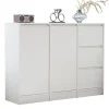 Buffet Moderne avec 2 Portes et 3 Tiroirs, Rangement avec Étagères Réglables pour Salon ou Cuisine - Blanc - 120x35x90 cm