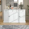 Buffet Moderne avec 4 Portes et 2 Tiroirs - Rangement pour Salon ou Salle à Manger - Panneaux de Particules - Blanc - 150x40x86 cm