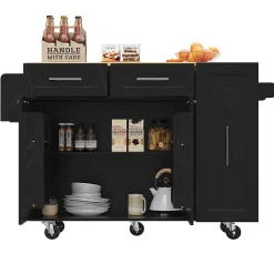Buffet Moderne Avec Espace De Rangement Et Étagère à Collation Rétractable, Noir