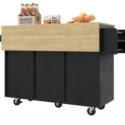 Buffet Moderne Avec Espace De Rangement Et Étagère à Collation Rétractable, Noir