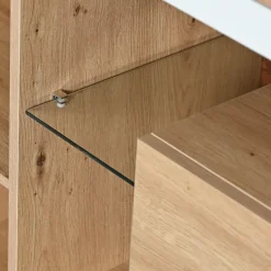 Buffet Moderne Avec Grand Espace De Rangement Et Éclairage LED,160x40x77cm,2 Portes,4 Tiroirs,blanc