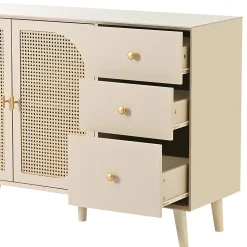 Buffet Moderne avec Portes et Tiroirs, Bahut de Rangement en aggloméré pour Salon ou Salle à Manger - 120x40x60 cm - Beige