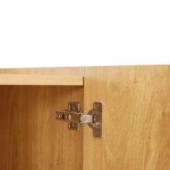 Buffet Moderne en Bois Naturel avec 4 Portes, Incrustations Métalliques - 160x40x78 cm, Naturel