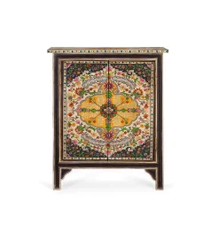 Buffet multicolore réalisé à la main en bois de manguier 80cm