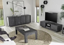 Buffet Nika, Buffet du salon, Commode de salon, Garde-manger de cuisine, Made in Italy, 180x43 h79 cm, Ardoise