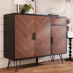 Buffet Noir - Buffet Salon avec Tiroir et Étagères Réglables en Hauteur pour Rangement Salon et Cuisine - 90 x 30 x 71,5 cm