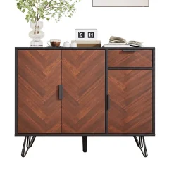 Buffet Noir - Buffet Salon avec Tiroir et Étagères Réglables en Hauteur pour Rangement Salon et Cuisine - 90 x 30 x 71,5 cm