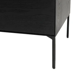 Buffet noir 4 portes 6 étagères pieds métal noir