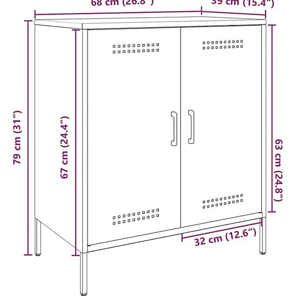 Buffet noir 68x39x79 cm acier vidaXL
