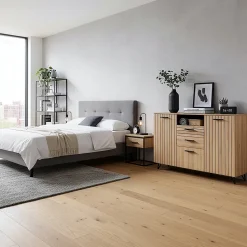 Buffet Noppen 100 x 150 x 38 cm effet chêne en.casa