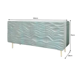 Buffet ONDARA 160 cm Bois Massif Vert Sculpté Pieds Dorés Design Contemporain