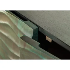 Buffet ONDARA 160 cm Bois Massif Vert Sculpté Pieds Dorés Design Contemporain