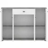 Buffet RAVODA 4 portes 1 tiroir, 117x85x30 cm, Meuble de Rangement avec Étagères et Tiroir pour Salon ou Salle à manger, Blanc