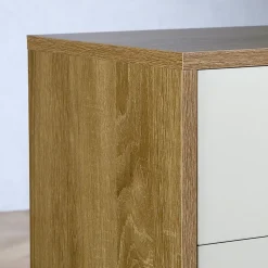 Buffet salle à manger CORALINE L 88 cm en bois massif blanc et chêne sonoma avec 1 tiroir et 3 portes